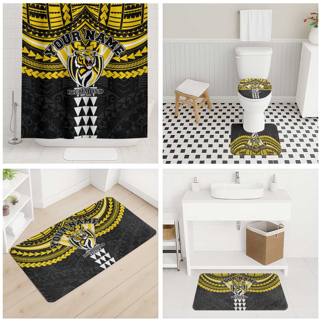 Personalized Richmond Tigers Bathroom Set Polynesian Tribal Pattern Heritage Football