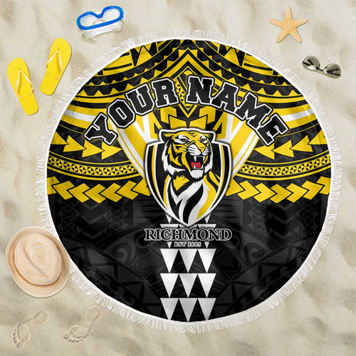 Personalized Richmond Tigers Beach Blanket Polynesian Tribal Pattern Heritage Football