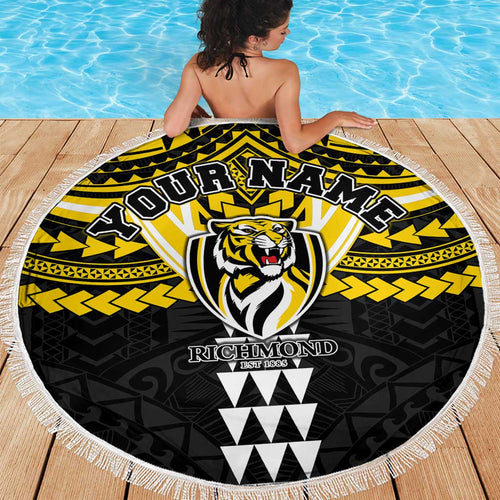 Personalized Richmond Tigers Beach Blanket Polynesian Tribal Pattern Heritage Football