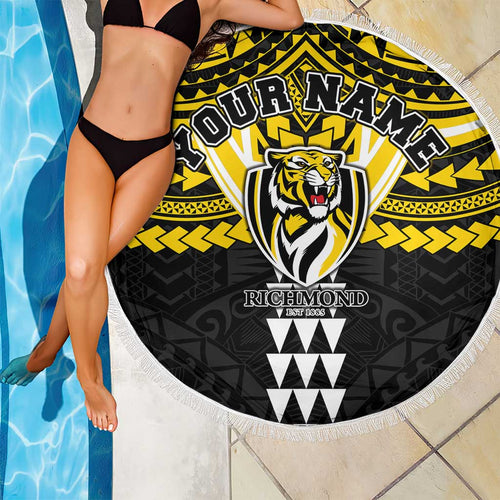 Personalized Richmond Tigers Beach Blanket Polynesian Tribal Pattern Heritage Football