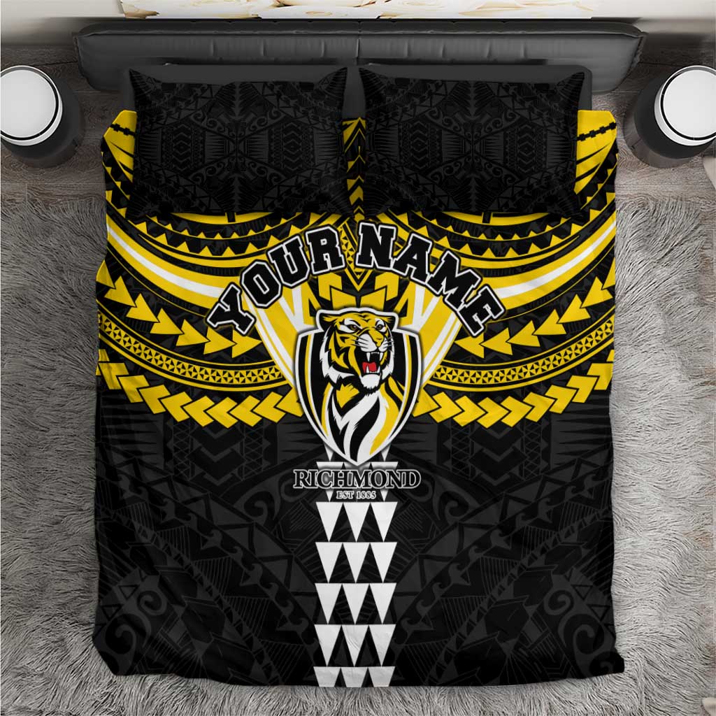 Personalized Richmond Tigers Bedding Set Polynesian Tribal Pattern Heritage Football
