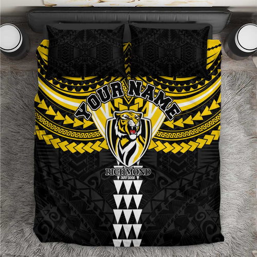Personalized Richmond Tigers Bedding Set Polynesian Tribal Pattern Heritage Football