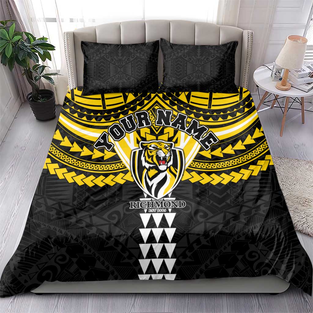 Personalized Richmond Tigers Bedding Set Polynesian Tribal Pattern Heritage Football