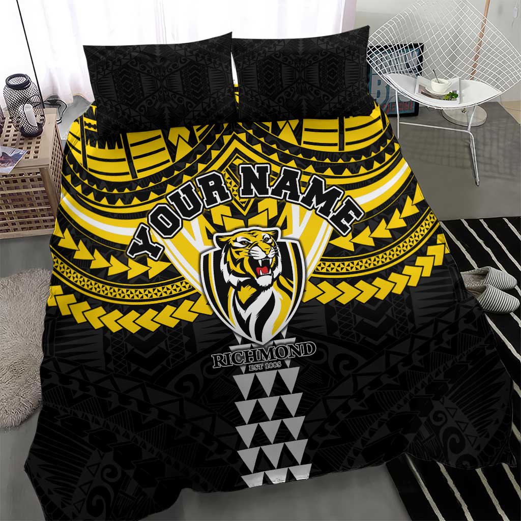 Personalized Richmond Tigers Bedding Set Polynesian Tribal Pattern Heritage Football
