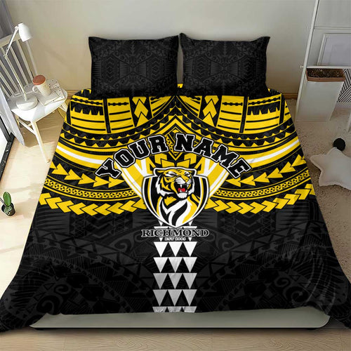 Personalized Richmond Tigers Bedding Set Polynesian Tribal Pattern Heritage Football