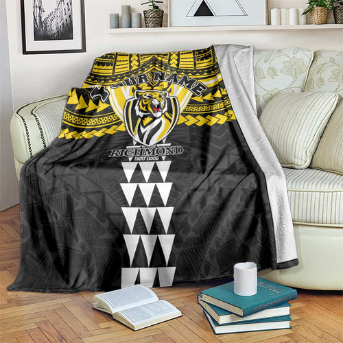 Personalized Richmond Tigers Blanket Polynesian Tribal Pattern Heritage Football