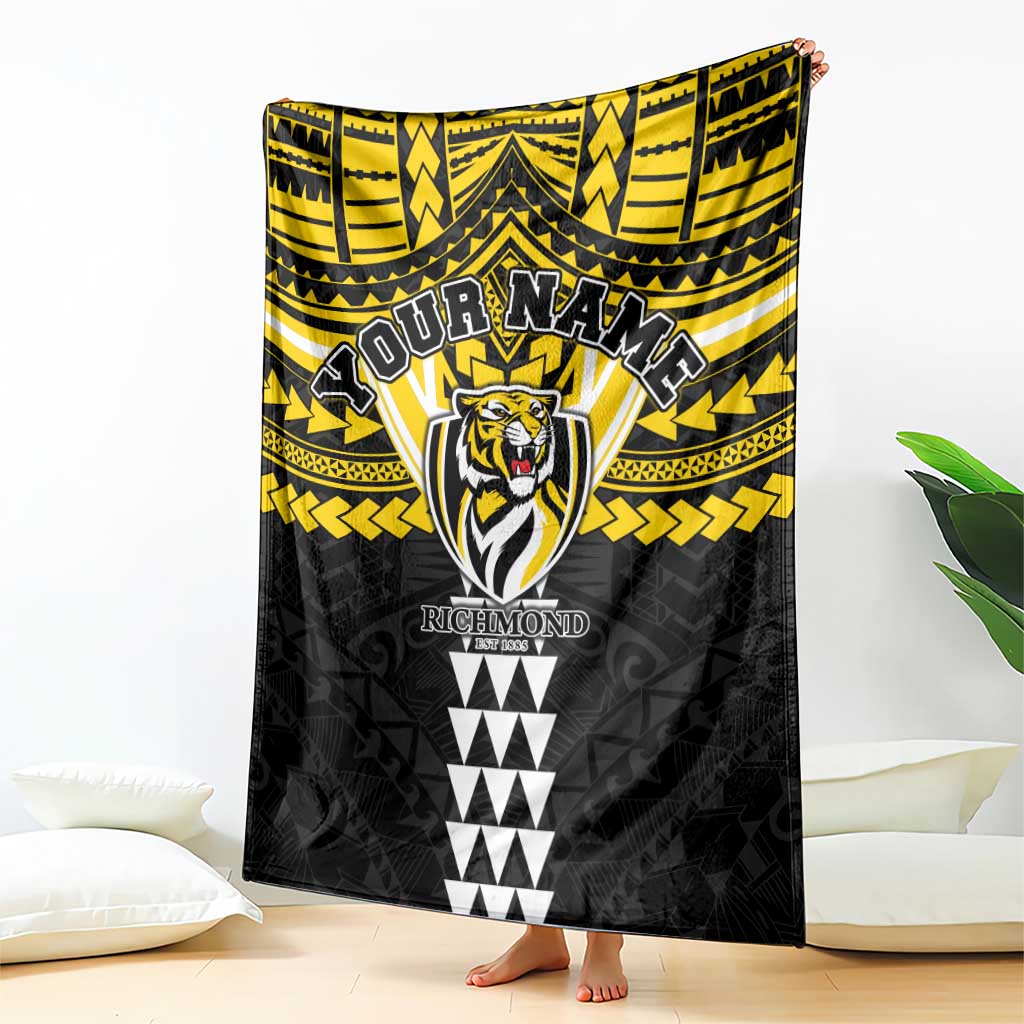 Personalized Richmond Tigers Blanket Polynesian Tribal Pattern Heritage Football