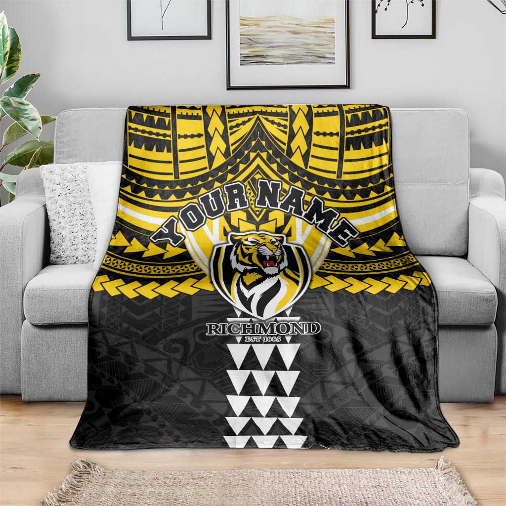 Personalized Richmond Tigers Blanket Polynesian Tribal Pattern Heritage Football