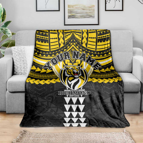Personalized Richmond Tigers Blanket Polynesian Tribal Pattern Heritage Football