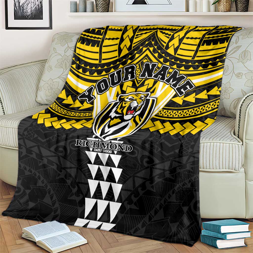 Personalized Richmond Tigers Blanket Polynesian Tribal Pattern Heritage Football