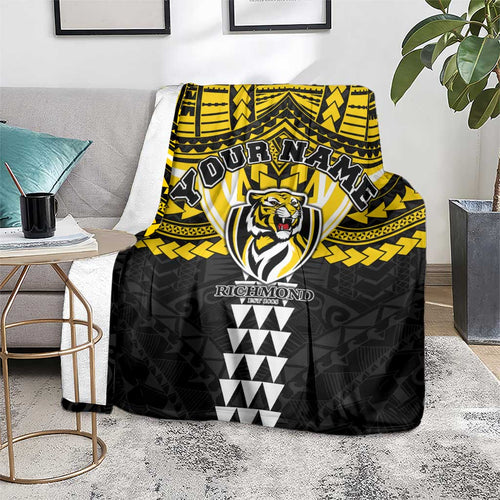 Personalized Richmond Tigers Blanket Polynesian Tribal Pattern Heritage Football