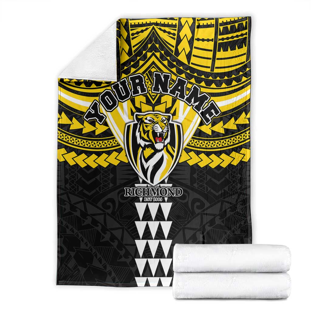 Personalized Richmond Tigers Blanket Polynesian Tribal Pattern Heritage Football