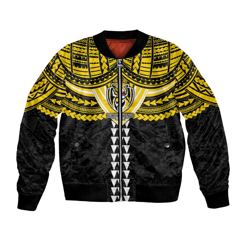 Personalized Richmond Tigers Bomber Jacket Polynesian Tribal Pattern Heritage Football