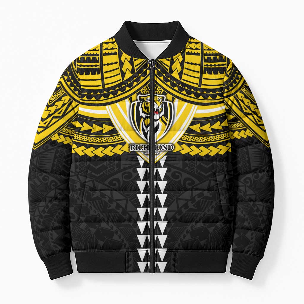 Personalized Richmond Tigers Bomber Puffer Jacket Polynesian Tribal Pattern Heritage Football