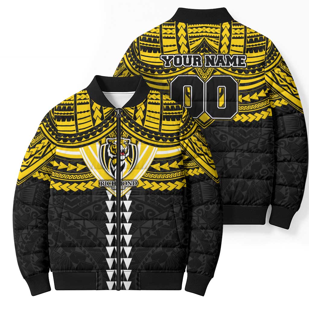Personalized Richmond Tigers Bomber Puffer Jacket Polynesian Tribal Pattern Heritage Football