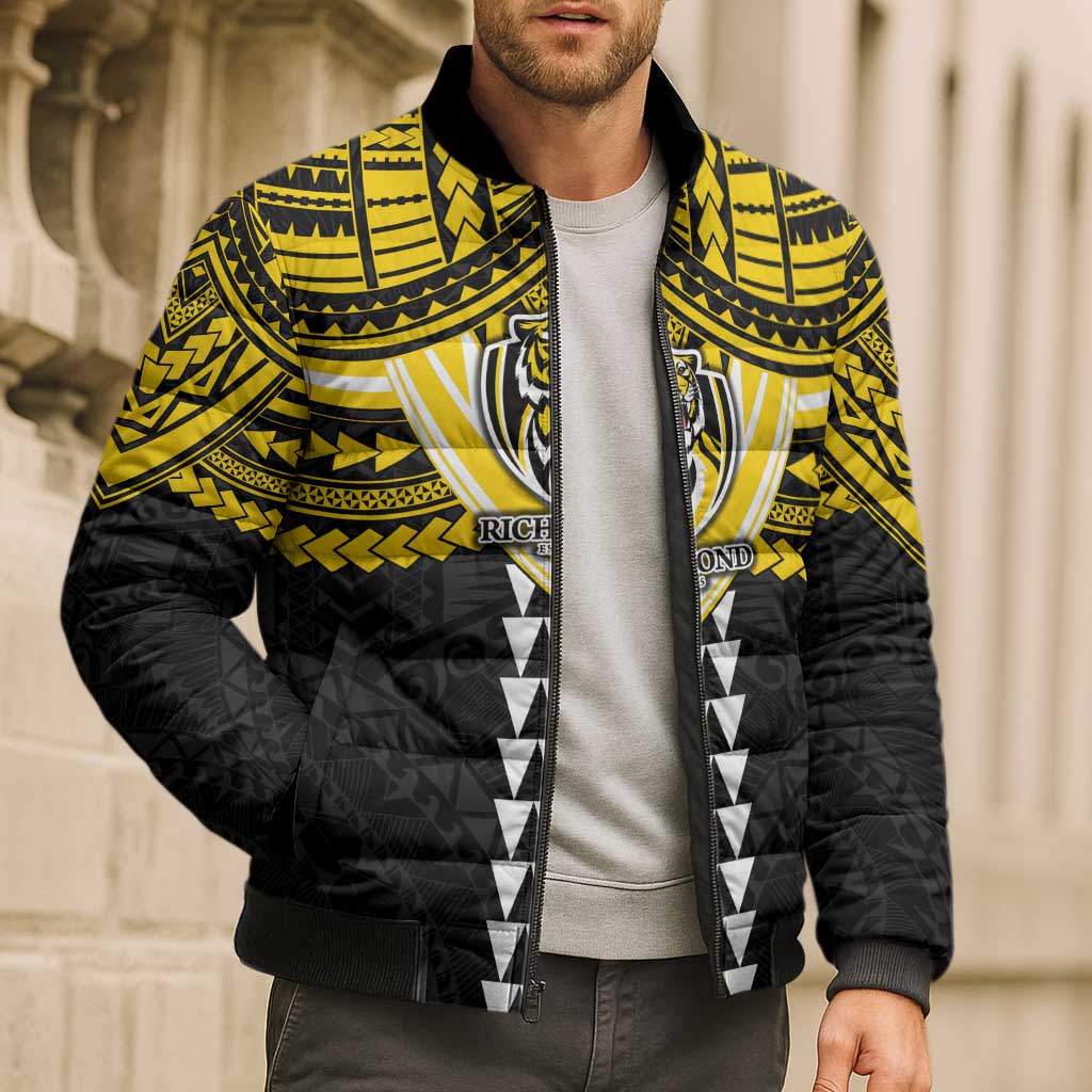 Personalized Richmond Tigers Bomber Puffer Jacket Polynesian Tribal Pattern Heritage Football