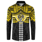 Personalized Richmond Tigers Button Sweatshirt Polynesian Tribal Pattern Heritage Football