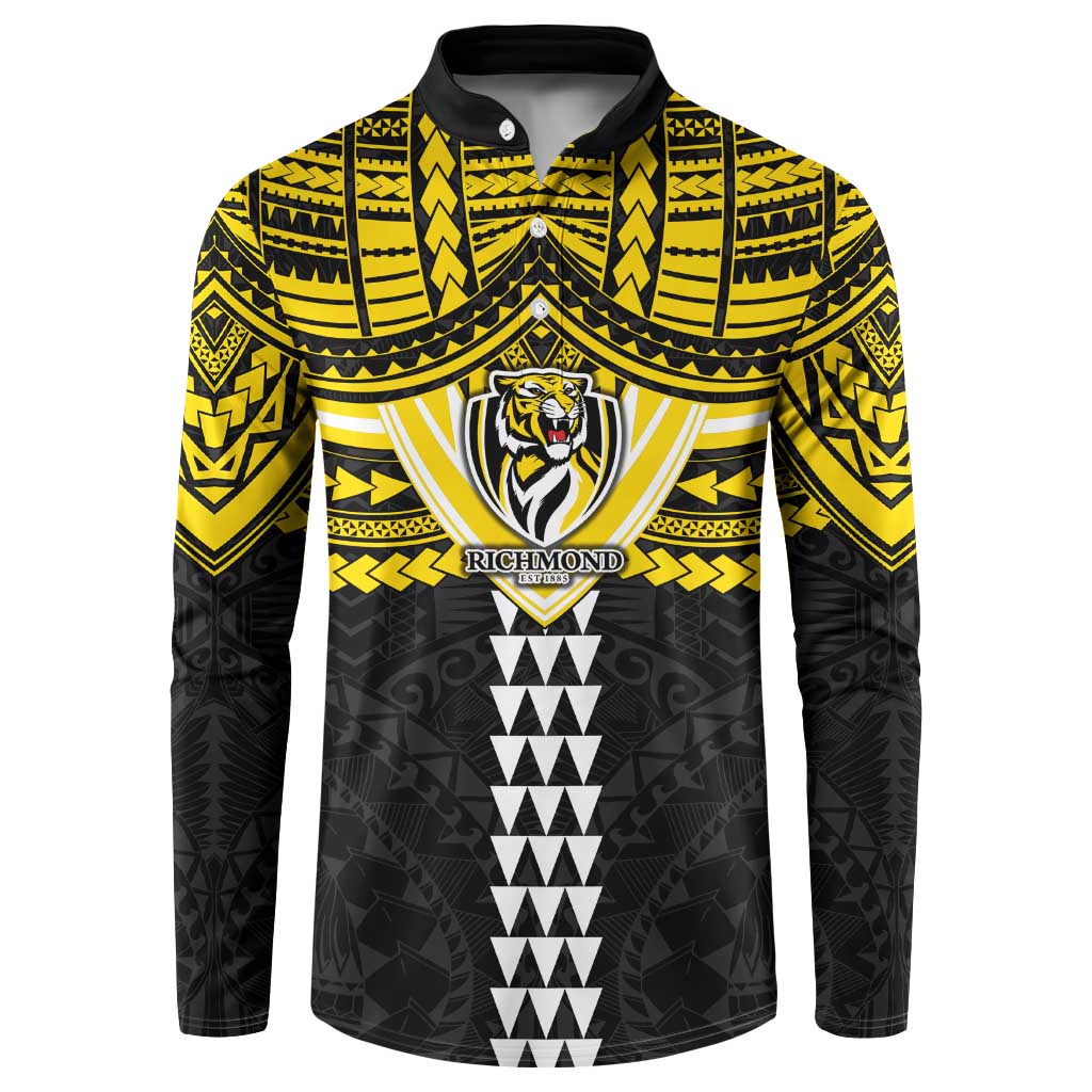 Personalized Richmond Tigers Button Sweatshirt Polynesian Tribal Pattern Heritage Football