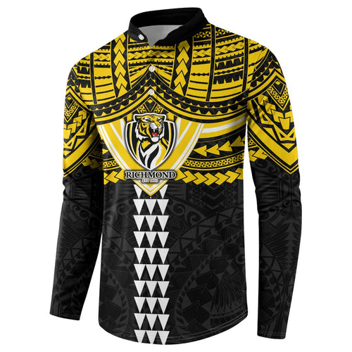 Personalized Richmond Tigers Button Sweatshirt Polynesian Tribal Pattern Heritage Football