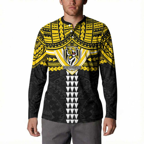 Personalized Richmond Tigers Button Sweatshirt Polynesian Tribal Pattern Heritage Football