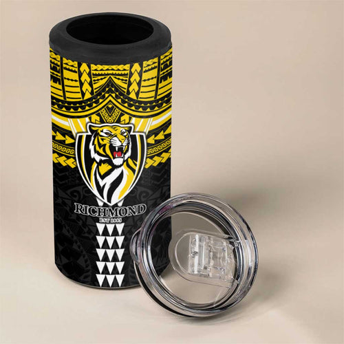 Personalized Richmond Tigers 4 in 1 Can Cooler Tumbler Polynesian Tribal Pattern Heritage Football