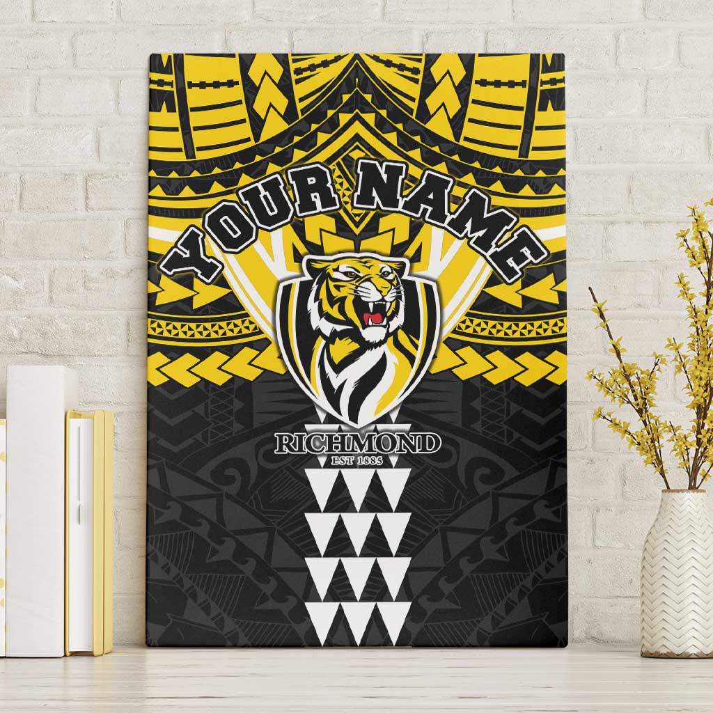 Personalized Richmond Tigers Canvas Wall Art Polynesian Tribal Pattern Heritage Football
