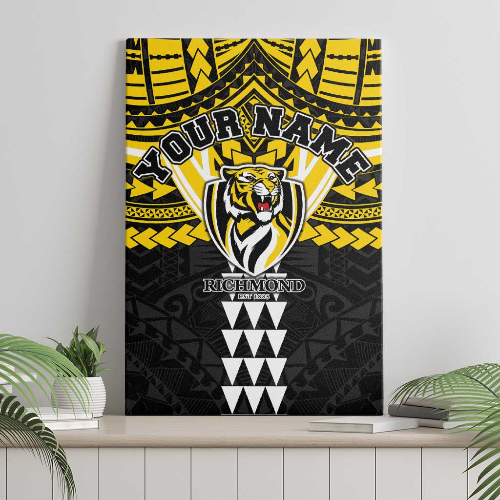 Personalized Richmond Tigers Canvas Wall Art Polynesian Tribal Pattern Heritage Football