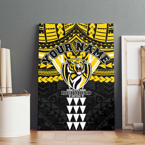 Personalized Richmond Tigers Canvas Wall Art Polynesian Tribal Pattern Heritage Football