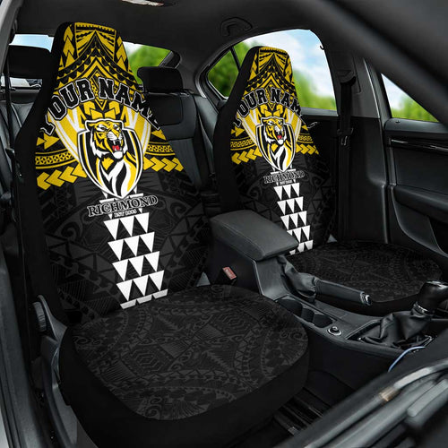Personalized Richmond Tigers Car Seat Cover Polynesian Tribal Pattern Heritage Football