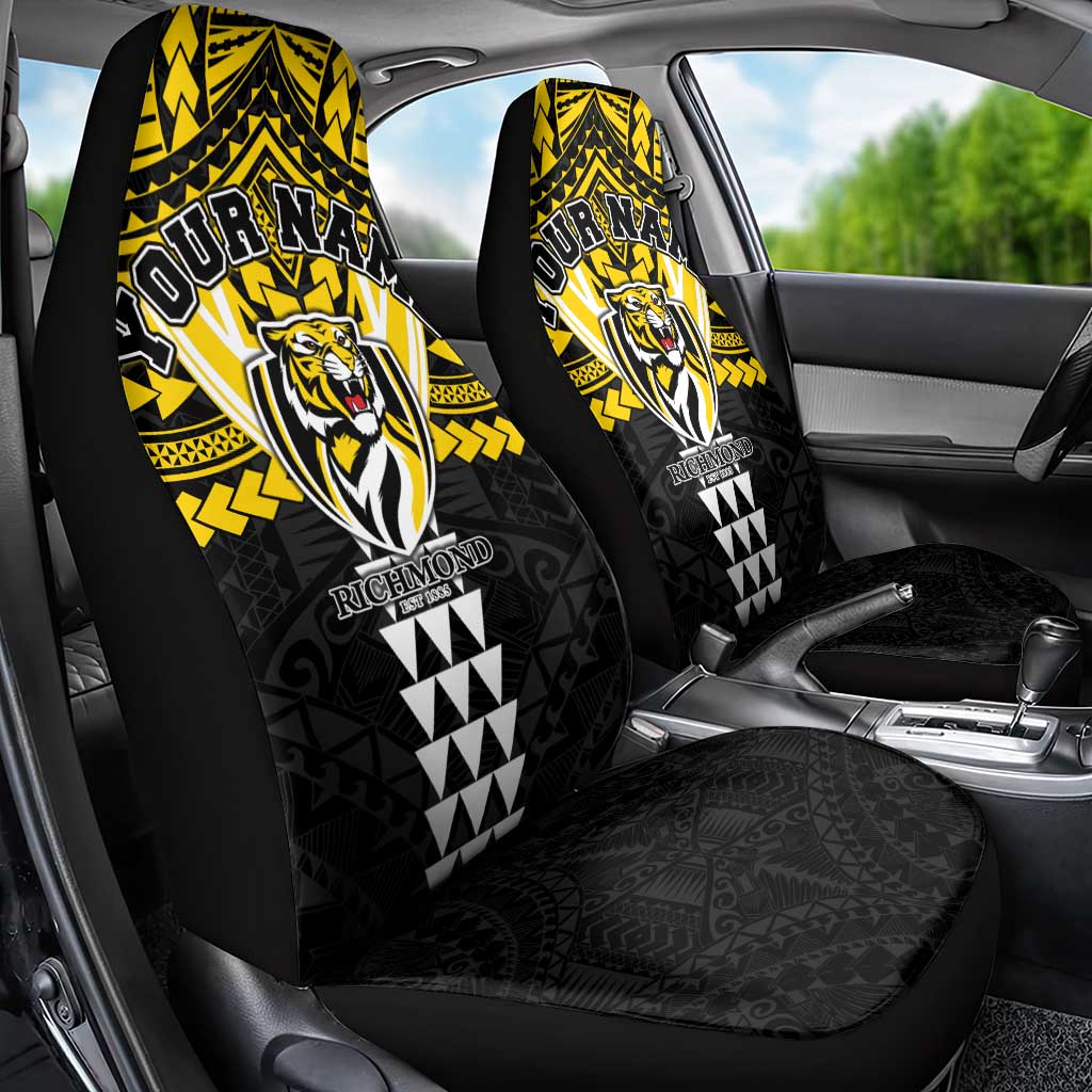 Personalized Richmond Tigers Car Seat Cover Polynesian Tribal Pattern Heritage Football