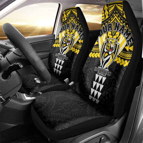 Personalized Richmond Tigers Car Seat Cover Polynesian Tribal Pattern Heritage Football
