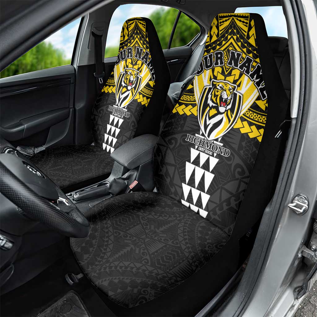 Personalized Richmond Tigers Car Seat Cover Polynesian Tribal Pattern Heritage Football