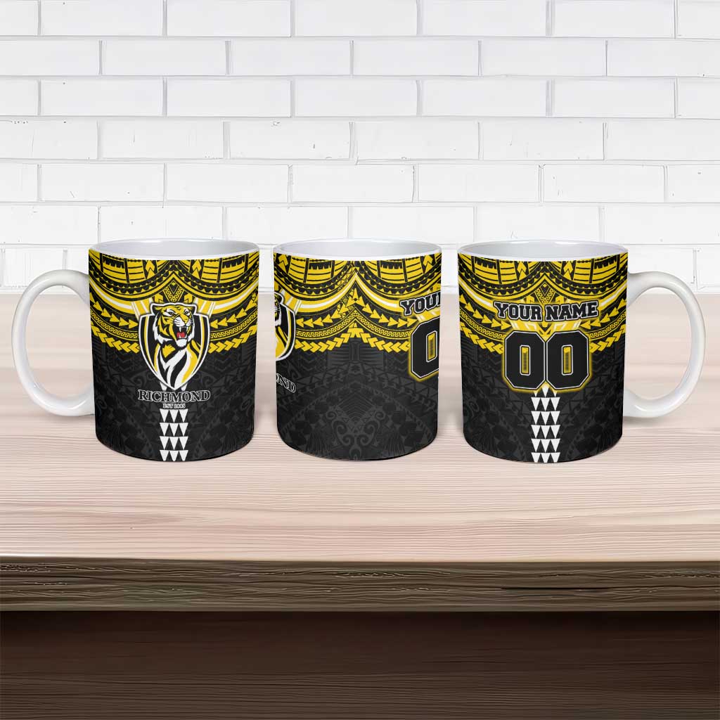 Personalized Richmond Tigers Ceramic Mug Polynesian Tribal Pattern Heritage Football