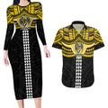 Personalized Richmond Tigers Couples Matching Long Sleeve Bodycon Dress and Hawaiian Shirt Polynesian Tribal Pattern Heritage Football
