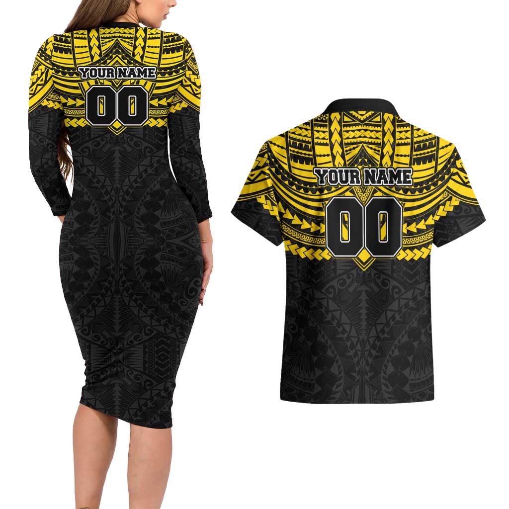 Personalized Richmond Tigers Couples Matching Long Sleeve Bodycon Dress and Hawaiian Shirt Polynesian Tribal Pattern Heritage Football