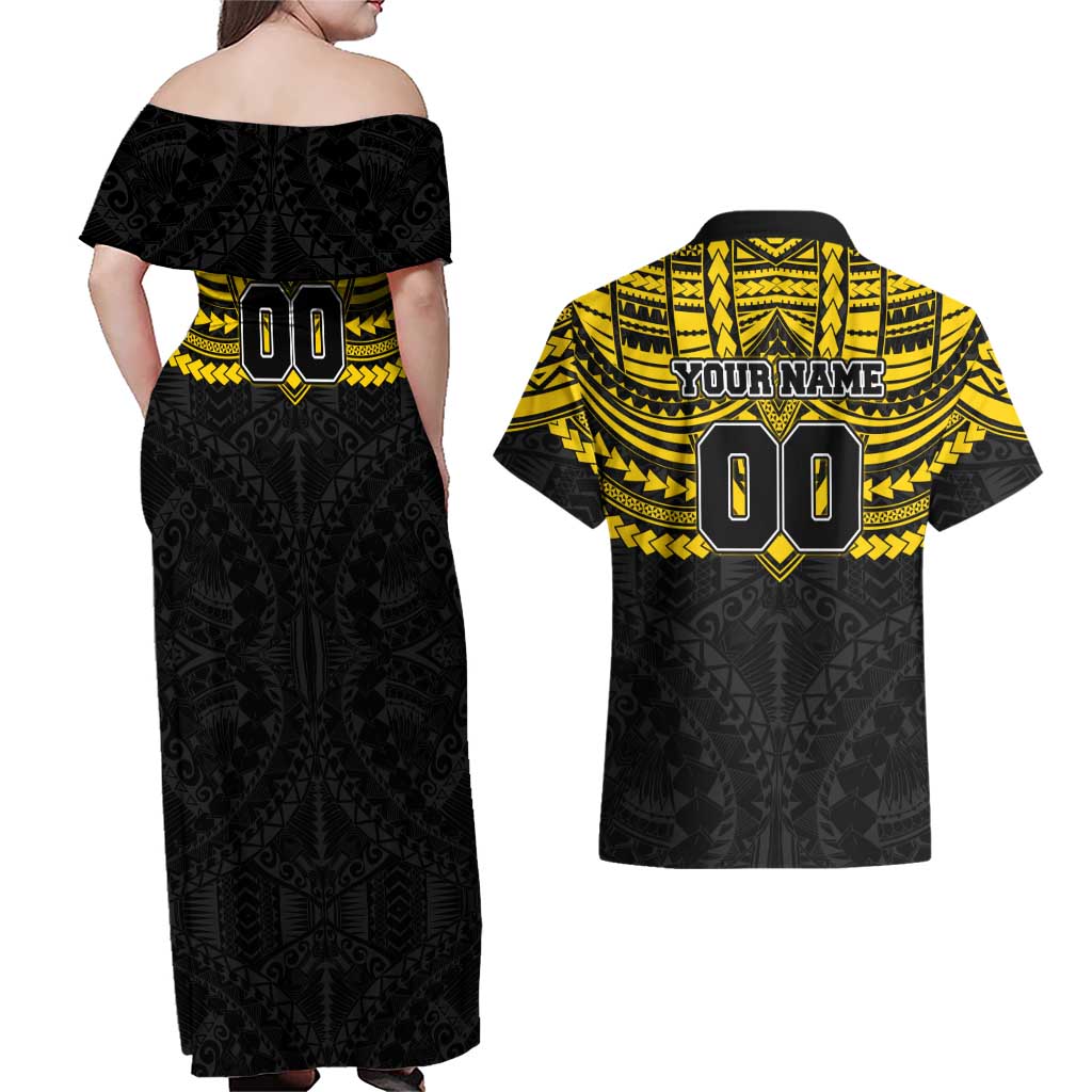 Personalized Richmond Tigers Couples Matching Off Shoulder Maxi Dress and Hawaiian Shirt Polynesian Tribal Pattern Heritage Football
