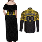 Personalized Richmond Tigers Couples Matching Off Shoulder Maxi Dress and Long Sleeve Button Shirt Polynesian Tribal Pattern Heritage Football