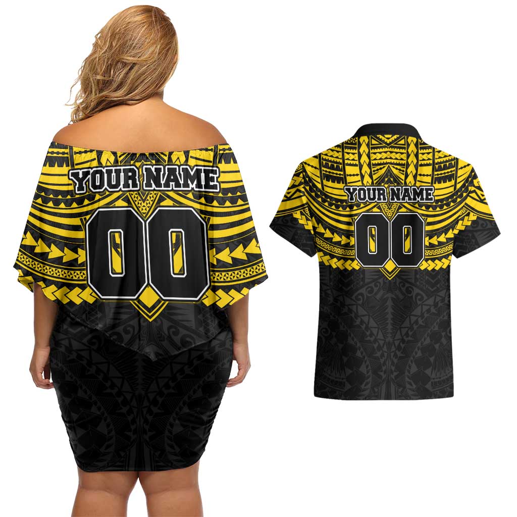 Personalized Richmond Tigers Couples Matching Off Shoulder Short Dress and Hawaiian Shirt Polynesian Tribal Pattern Heritage Football