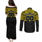 Personalized Richmond Tigers Couples Matching Puletasi and Long Sleeve Button Shirt Polynesian Tribal Pattern Heritage Football