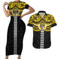 Personalized Richmond Tigers Couples Matching Short Sleeve Bodycon Dress and Hawaiian Shirt Polynesian Tribal Pattern Heritage Football