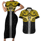 Personalized Richmond Tigers Couples Matching Short Sleeve Bodycon Dress and Hawaiian Shirt Polynesian Tribal Pattern Heritage Football