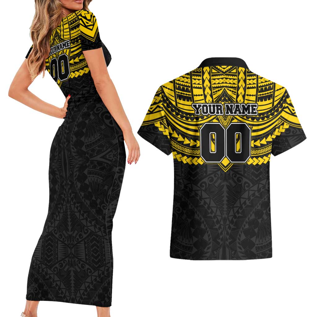 Personalized Richmond Tigers Couples Matching Short Sleeve Bodycon Dress and Hawaiian Shirt Polynesian Tribal Pattern Heritage Football