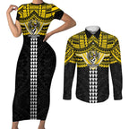 Personalized Richmond Tigers Couples Matching Short Sleeve Bodycon Dress and Long Sleeve Button Shirt Polynesian Tribal Pattern Heritage Football