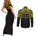 Personalized Richmond Tigers Couples Matching Short Sleeve Bodycon Dress and Long Sleeve Button Shirt Polynesian Tribal Pattern Heritage Football