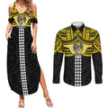 Personalized Richmond Tigers Couples Matching Summer Maxi Dress and Long Sleeve Button Shirt Polynesian Tribal Pattern Heritage Football