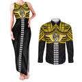 Personalized Richmond Tigers Couples Matching Tank Maxi Dress and Long Sleeve Button Shirt Polynesian Tribal Pattern Heritage Football