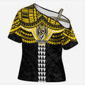 Personalized Richmond Tigers Cross Shoulder Shirt Polynesian Tribal Pattern Heritage Football