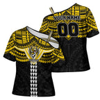 Personalized Richmond Tigers Cross Shoulder Shirt Polynesian Tribal Pattern Heritage Football