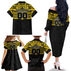 Personalized Richmond Tigers Family Matching Off The Shoulder Long Sleeve Dress and Hawaiian Shirt Polynesian Tribal Pattern Heritage Football