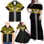 Personalized Richmond Tigers Family Matching Off Shoulder Maxi Dress and Hawaiian Shirt Polynesian Tribal Pattern Heritage Football
